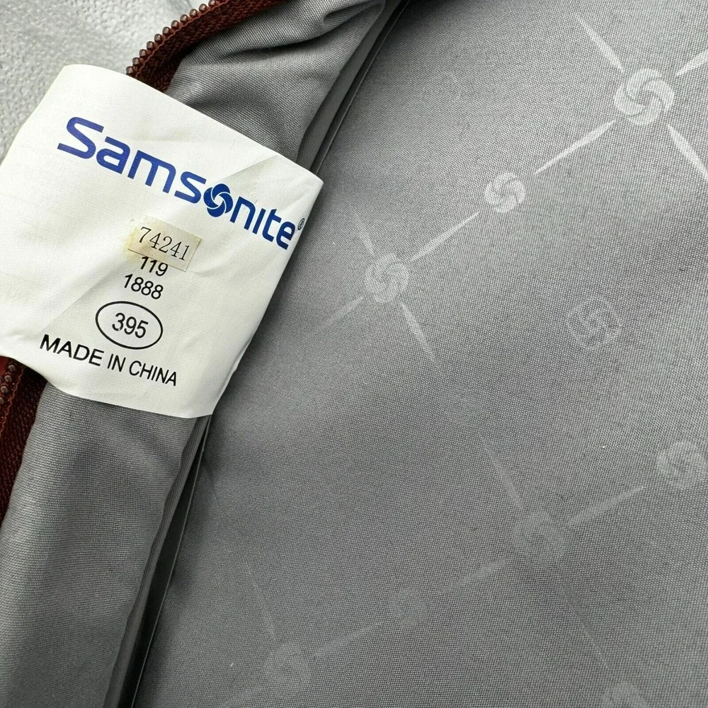 SAMSONITE burnt orange tweed footed briefcase laptop‎ bag carry on leather strap